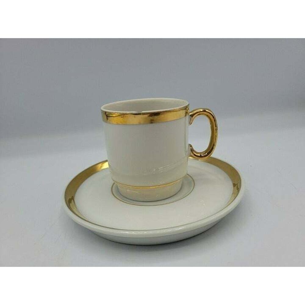 Vtg Royal Crown Midas Touch 24K Gold Trim Tea Cup Demitasse Saucer Set